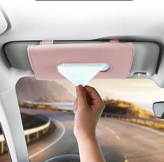 YVPSI Car Tissue Holder Sun Visor Napkin Holder with Tissue Car Mask Holder | PU Leather Tissue Box Tissue Box Holder Hanging Tissue Holder Mask Dispenser for car