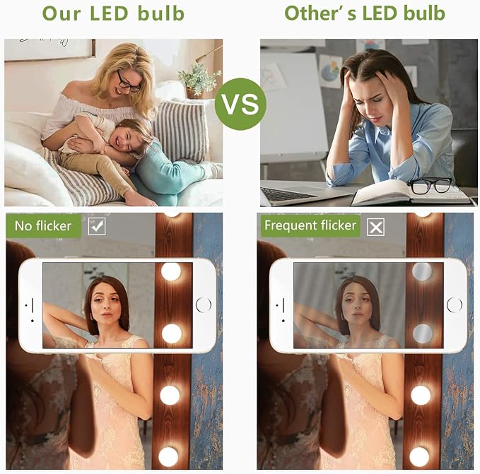 G25 LED Globe Light Bulbs, Dimmable 5W (40W Equivalent) LED Round Bathroom Bulbs, Warm White 2700K, 500LM, E26 Base, CRI90+ Decorative Glass Bulbs for Vanity Makeup Mirror Bedroom, 6 Pack