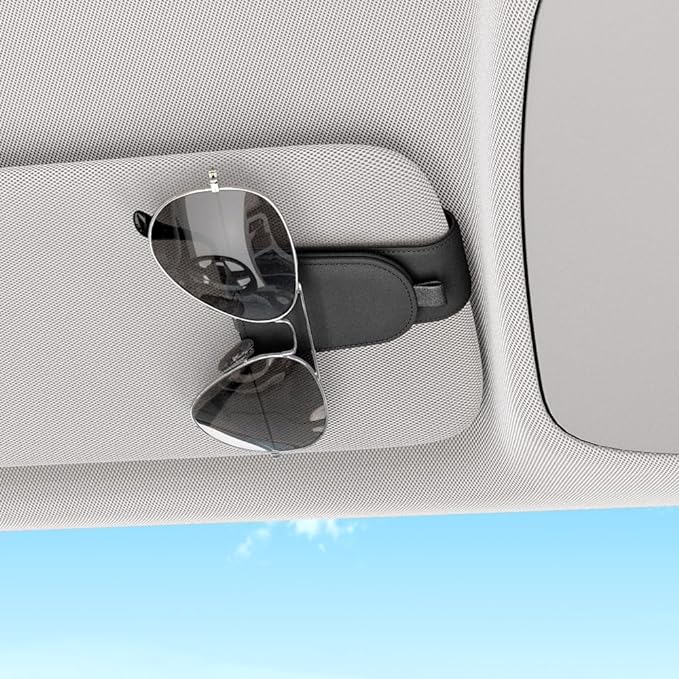 Sotfamily Sunglass Holder for Car Visor, Black, 2 Packs | Suede Cloth, Magnetic, Organizer for Car Accessories