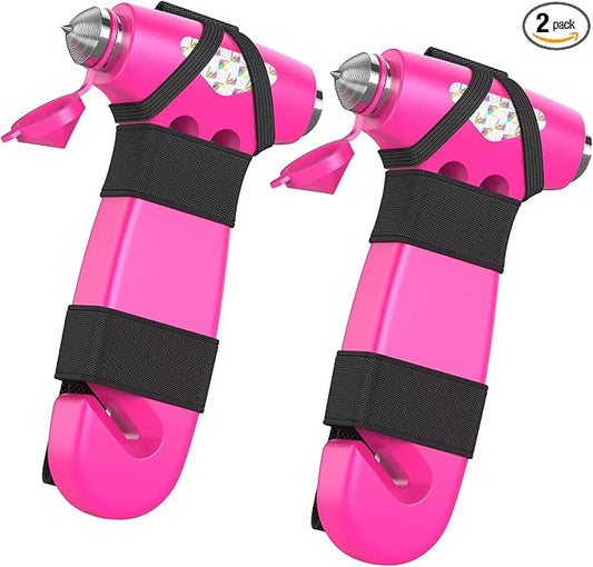 2Pcs Car Safety Hammer, 3-in-1 Emergency Escape Tool with Window Breaker and Seat Belt Cutter, Safety Emergency Car Escape Tool for Car, Office, Home
