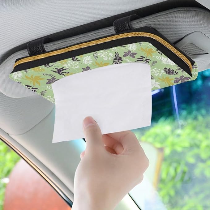 Leaves PU Leather Car Napkin Holder Car Tissue Holder Automotive Sun Visor Tissue Box Holder Car Accessories for Women & Men