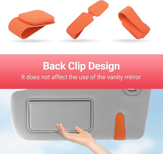 Sunglass Holder for Car Sun Visor Sunglasses Clip Car accessories -Orange | sun visor organizer, ticket card clip, eyeglass sunglasses holder, one-handed magnetic, anti-scratch, car decor for truck SUV