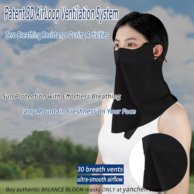 UV Sun Protection Face Mask with Neck Coverage UPF 50+ Face Shield Breathable Design for Summer Outdoor Activities