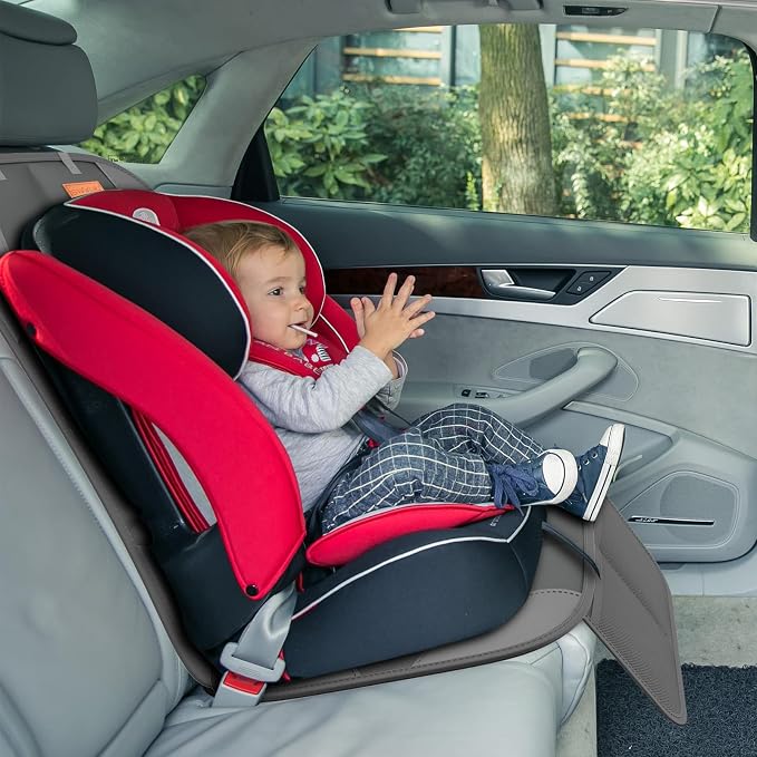 SMART ELF 2-Pack in Gift Box Car Seat Protector, Heavy-Duty Cushion for Child Seats with Extra Padding & Anti-Slip Backing, Storage Mesh Pockets for Car, SUV, Truck (Dark Gray)