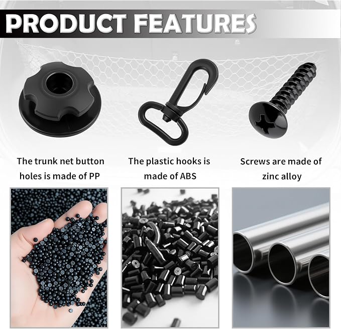 8PCS Automotive Cargo Nets Hooks,Sturdy Hook of Cargo Net for SUV with 4PCS Screw for Fixing Car Cargos Nets,Universal Car Accessories Cargos Netting Hook for Most Vehicles