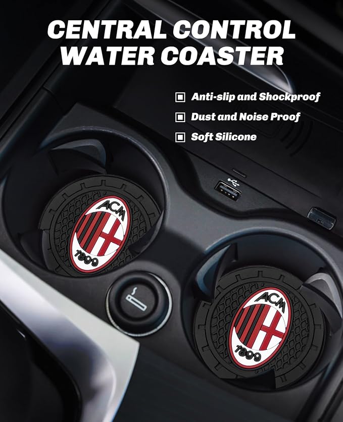 Cup Holder Insert Coaster for A.C.Milan UEFA UCL Fans,Anti Slip Car Cup Coaster Interior Accessories