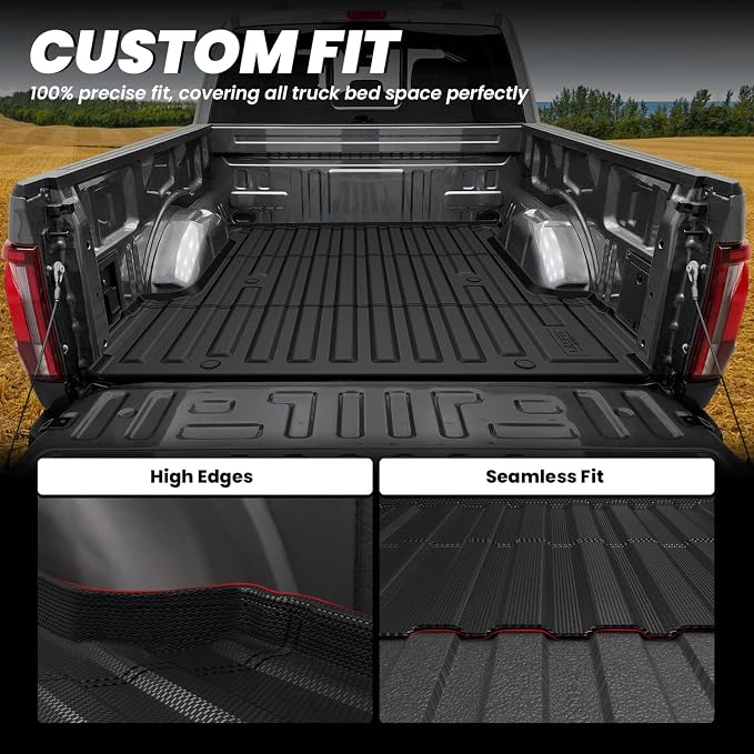 LASFIT 5.5ft Bed Mat for Ford F-150 | F150 Lightning 2026 2025 2024 67.1" Bed Box All Weather Protector TPE Truck Bed Liner Durable Easy Clean-Not Fit for Drop in Bedlienr
