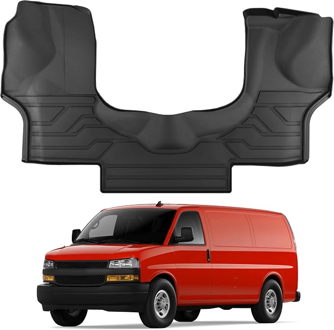 KARPAL Floor Mats for 2015-2025 2026 Chevrolet Express Van & GMC Savana Van 1500/2500/3500 Front Row, All-Weather TPE Custom Fit Floor Liners Car Accessories