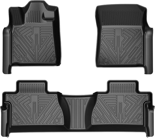 T TGBROS Floor Mats Custom Fit for 2007-2011 Toyota Tundra Accessories All Weather Protection TPE 2 Rows Floor Liners Set Non-Slip Black