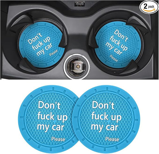 8sanlione 2 Pack Car Cup Holder Coasters, 2.75 Inch Non-Slip PVC Insert Cup Coaster, Anti-Scratch Auto Cup Mats for Women Men, Vehicle Interior Accessories for Car, SUV, Truck (D Light Blue/2PCS)