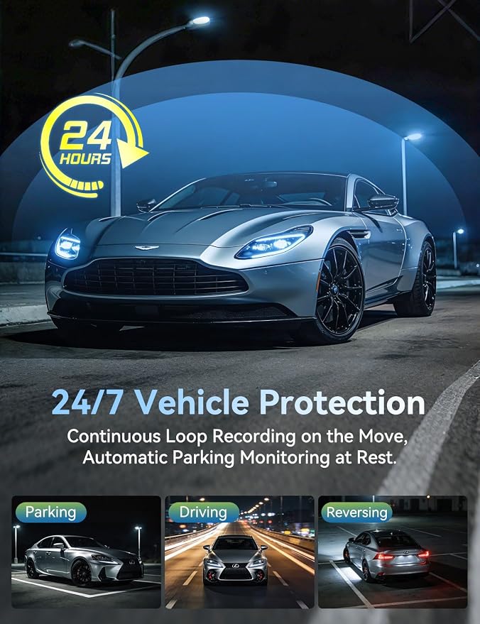 2026 Ultrawide 13’’ 4K Rear View Mirror Camera with Carplay&Android Auto, 5.8GHz WiFi Smart Rearview Mirror with Voice Control/Split Screen, 64GB Card Included,Reverse Assist/Loop Record/G-Sensor