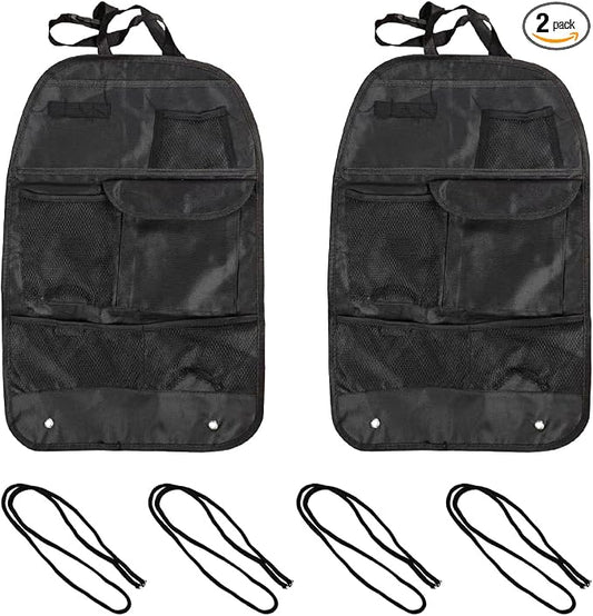 Car Backseat Organizer with 7 Storage Pockets, Waterproof Auto Seat Back Protector Kick Mat for Kids Toddlers, Large Capacity Universal Travel Accessories, Keep Vehicles Organized & Tidy (2PCS)