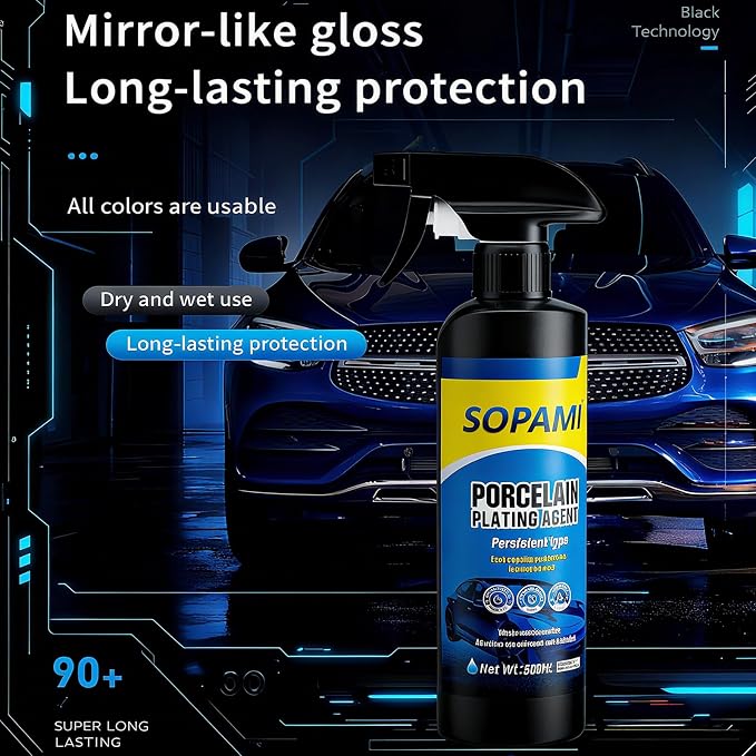 SOPAMI 3-Pack Advanced Car Coating Spray, Quick-Acting Polish & Wax | for Scratch Removal, Waterless Wash, and Glass Oil Film Cleaning （500ml/16.91Ounces）