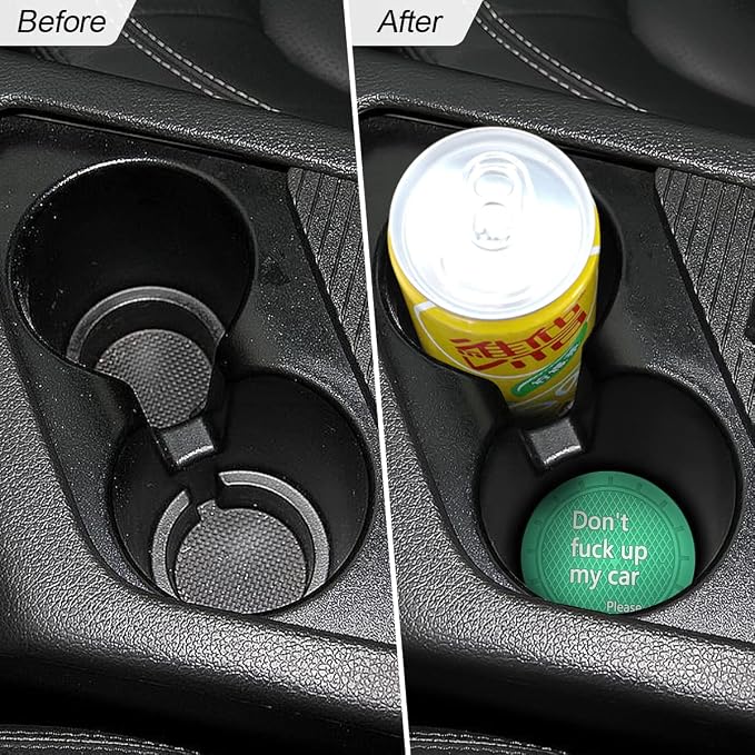 8sanlione 2 Pack Car Cup Holder Coasters, 2.75 Inch Non-Slip PVC Insert Cup Coaster, Anti-Scratch Auto Cup Mats for Women Men, Vehicle Interior Accessories for Car, SUV, Truck (D Light Green/2PCS)