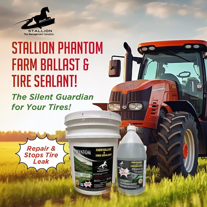 Phantom Farm Ballast and Tire Sealant - Superior Performance - Tire Repair - Stop Leaks – Extend Tire Life – All Weather – Slow Speed – ARDL Approved (1 Gal Jug, Phantom)