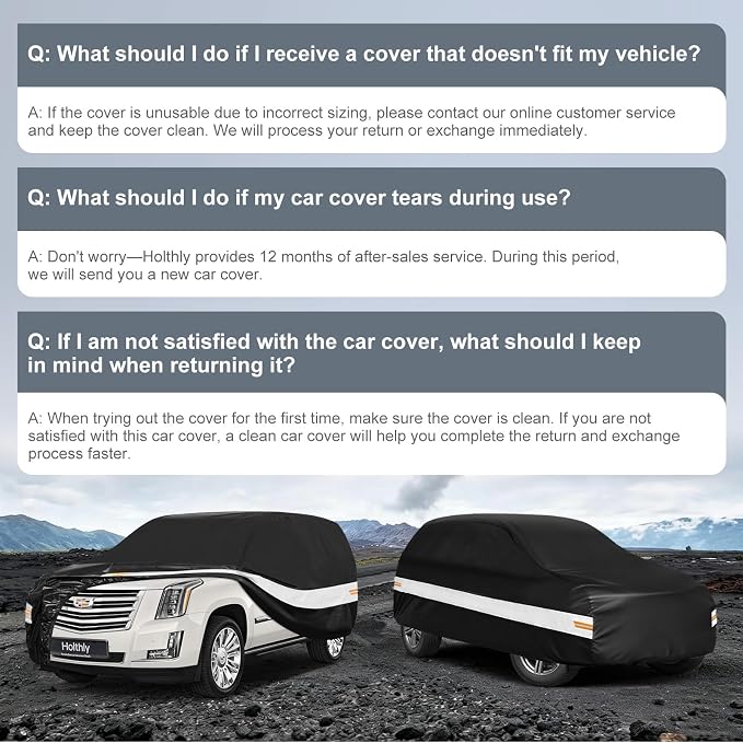 10 Layers SUV Car Cover Custom Fit for Cadillac Escalade (2007-2026), Waterproof All Weather for Automobiles, Outdoor Full Cover Sun Dust Rain Protection with Cotton. Black