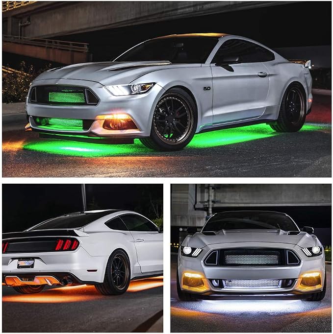 LEDGlow Bluetooth 4pc Million Color LED Car Underglow Lighting Kit | Underbody Neon Accent Lights Include Smartphone App, Color Wheel, Modes, Courtesy Lights & More