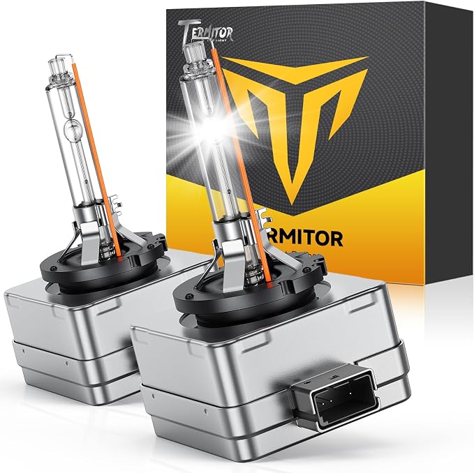 Termitor D1S HID Headlights Bulbs, 800% 30,000LM Enhanced Brighter, 6000K Cool White, IP68 Xenon 35W Design for Replace 66144 66140 85140 85415, Direct Plug-and-Play Installation, Pack of 2