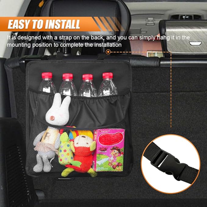 YoRise Car Trunk Organizer, Waterproof Oxford Cloth Backseat Car Organizer with Mesh Pouch, Automotive Storage Pocket, Seat Back Box Accessories for Cars, SUVs, Trucks (2PCS)