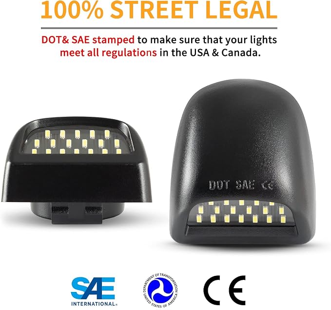 Gempro Full LED License Plate Light Tag light lamp Assembly Replacement for Chevy Silverado 1500 2500 3500 Suburban Tahoe GMC Sierra Yukon XL C-adillac Escalade,6000K Xenon White, 2 Packs
