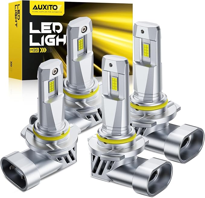 AUXITO 9005 9006 Bulbs, 1100% 150,000LM Brighter 6500K White Illumination, Factory Halogen Size Match, Simple Plug and Play, 99% Vehicle Compatible, Pack of 4