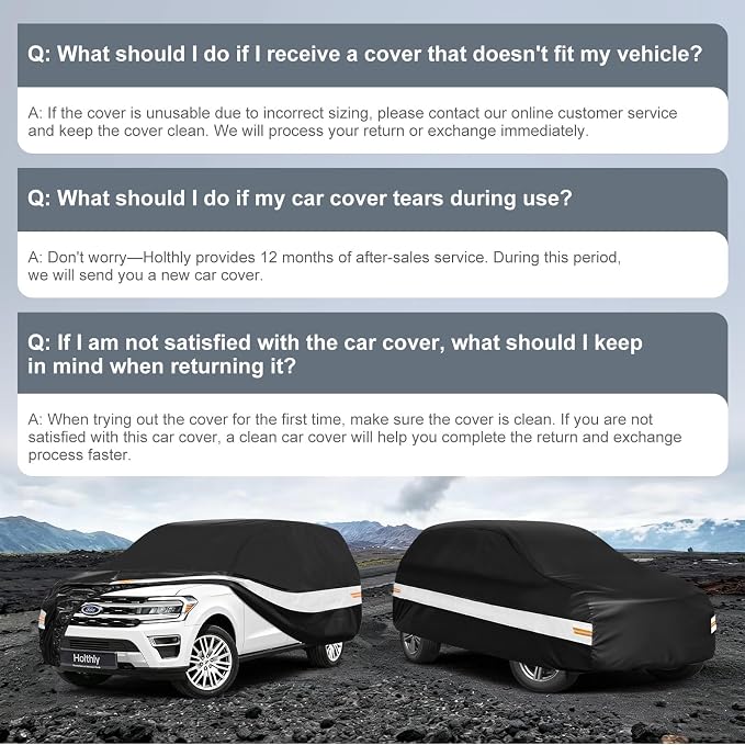 10 Layers SUV Car Cover Custom Fit for Ford Expedition (2006-2026), Waterproof All Weather for Automobiles, Outdoor Full Cover Sun Dust Rain Protection with Cotton. Black