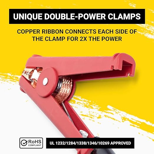 Spartan Power Heavy Duty Jumper Cables with Alligator Clips, 100% Pure Copper Wire, Positive & Negative Leads Battery Cable, Made in The USA - 4 AWG Gauge Cable, 15 ft