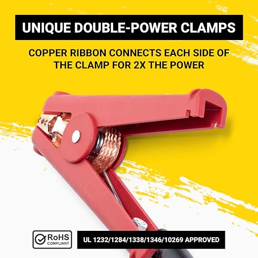 Spartan Power Heavy Duty Jumper Cables with Alligator Clips, 100% Pure Copper Wire, Positive & Negative Leads Battery Cable, Made in the USA - 1/0 AWG Gauge Cable, 10 ft