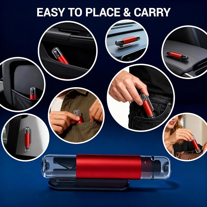 4 Pack Window Breaker Seatbelt Cutter, 2-in-1 Car Window Breaker Tool, Underwater Safety Hammer Glass Breaker, Portable Emergency Escape Tool with Test Glass for Automotive Accidents, Red & Black