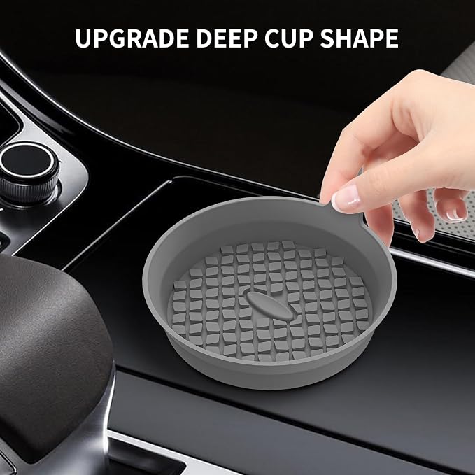ME.FAN Car Cup Holder Coasters [4 Pack] Silicone Cups Mats, Automotive Universal Non-Slip Recessed Interior Accessories Dark Grey
