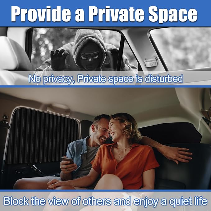XCBYT Magnetic Car Window Curtains, 99% UV Blackout Privacy Shades | Blocks 99% UV glare to keep your car cool. Ideal for breastfeeding, baby naps, van camping, or private work breaks