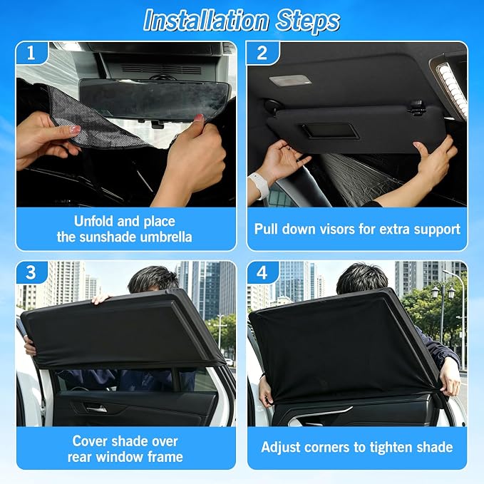 KUST Windshield Sun Shade Umbrella for Ford F150 Hybrid 2021 2022 2023 2024 2025 2026 Rear Window Shades 100% UV Protection and Blackout Privacy 5PCS Car Window Covers Accessories