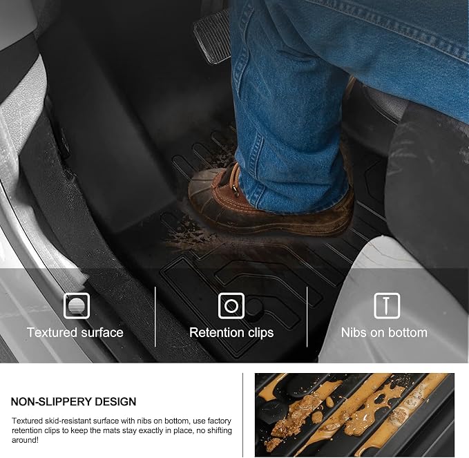 Kiwi Master Floor Mats for 2013-2019 Ford Escape/C-Max | Custom Fit All Weather Car Mats, Heavy Duty TPE Floor Liners, Front & Rear 2 Row Set, Black