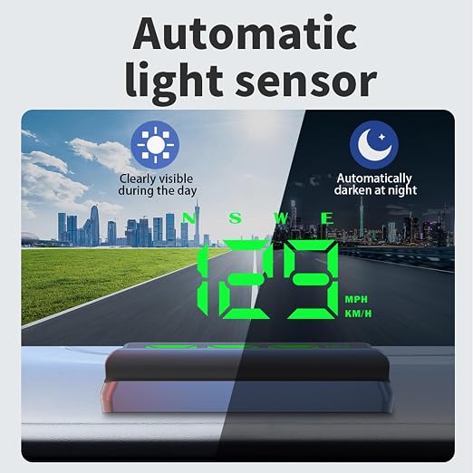 Heads up Display for Cars,Car HUD Head up Display W2S,Speedometer for Car,Digital Speedometer for Car Plug and Play,Speedometer with Overspeed Alarm,Automatic Brightness Adjustment,LED Large Font