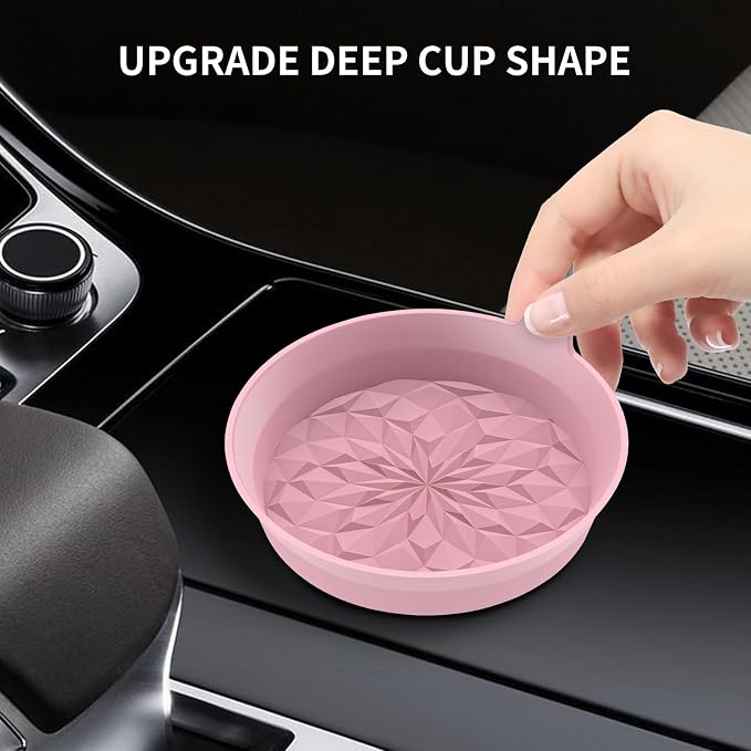ME.FAN Car Cup Coasters [4 Pack] Silicone Cars Coasters - Universal Non-Slip Recessed Interior Accessories - Cup Holder Inserts Dusty Rose