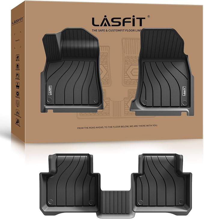 LASFIT All Weather Floor Mats for Porsche Cayenne 2026-2019, 3D Laser-Measured Custom Fit TPE Floor Liners, Front & Rear Rows, Black, Easy to Clean