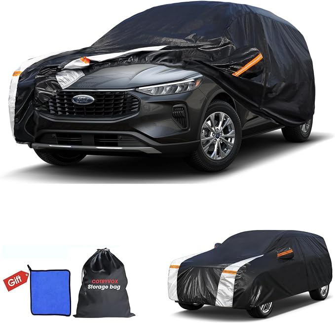 Ford Escape Car Cover 100% Waterproof All Weather, Gift with Towel, 10 Layers SUV Car Cover Custom Fit 2000-2026 Ford Escape, Full Exterior Car Covers Rain Sun UV Protection with Door Zipper.