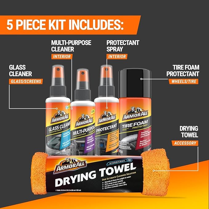 Armor All Car Cleaning Kit, Interior and Exterior, 5-Piece Kit | Armor All Car Cleaning Kit, Interior and Exterior, 5-Piece Kit
