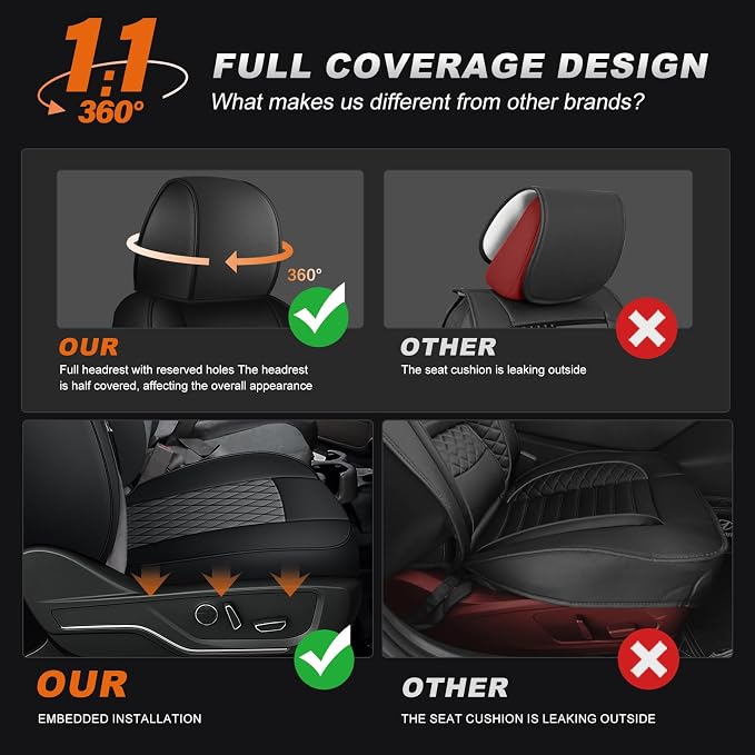 AOMSAZTO Truck Seat Covers for Chevy Silverado/GMC Sierra 1500 (2007-2013) 2500HD/3500HD (2007-2014) - Black/Gray Diamond Grid Faux Leather Seat Cover Full Set(Rear 40/60 Split for Crew Cab)