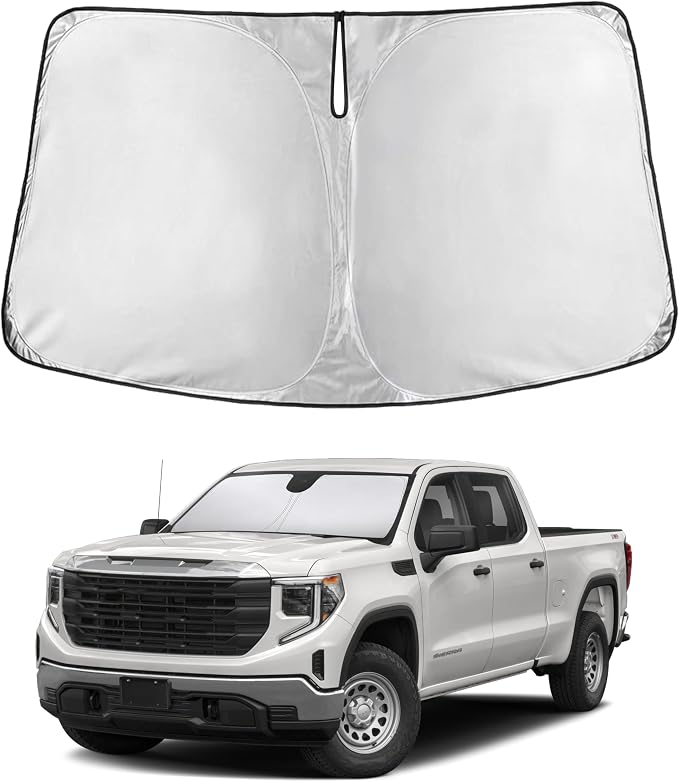 EcoNour Windshield Sunshade Compatible for Chevy Silverado/GMC Sierra 1500 2500 3500 2019-2024 2025 2026, Front Windshield Sun Shade Cover, UV Heat Protector, Car Sun Visor Interior Heat Protection