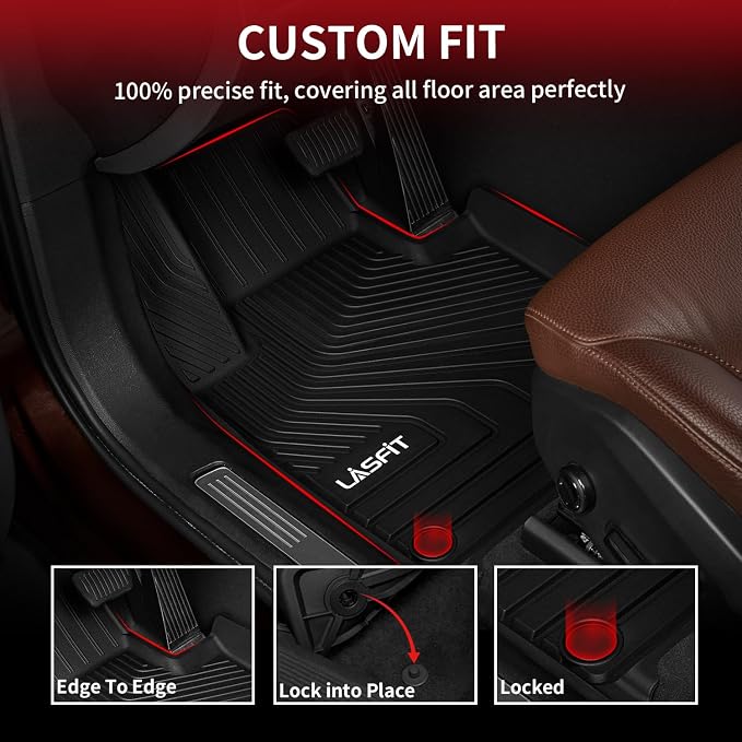 LASFIT Floor Mats for Volvo XC60 2018-2026 Gas 5 Seat Only, Not for T8 PHEV | All Weather Floor Liner, Premium TPE, Custom Fit, Full Coverage, Interior Protection, Easy Clean, Refined Design