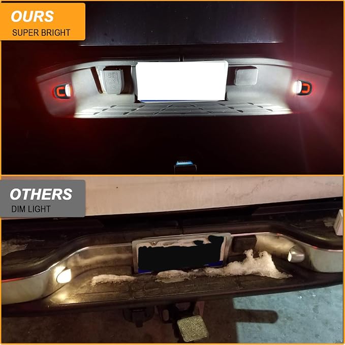 R&F Auto License Plate Lights for Silverado&Sierra 1500 2500 3500 HD | For Avalanche/Tahoe/Suburban/Traverse/Yukon/Yukon XL/Escalade & ESV/EXT Red U-shaped LED Pickup Tag Lamp