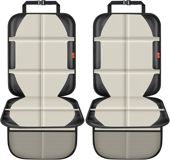 XHYANG Car Seat Protector,2 Pack Car Seat Protectors Baby Carseat Waterproof Durable 600D Fabric for Child Baby Car Seat Mat Vehicle Pet Cover 2 Storage Pockets (2 Pack Beige)