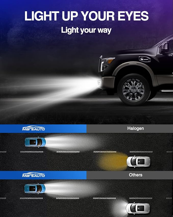 Marsauto H11 H8 H16 LED Fog Light Bulbs, 6000k Xenon White, Superior Bright CSP Chips 360-degree Illumination DRL, Halogen Bulbs Replacement for Cars,Trucks, Side Marker & Parking Light Combos