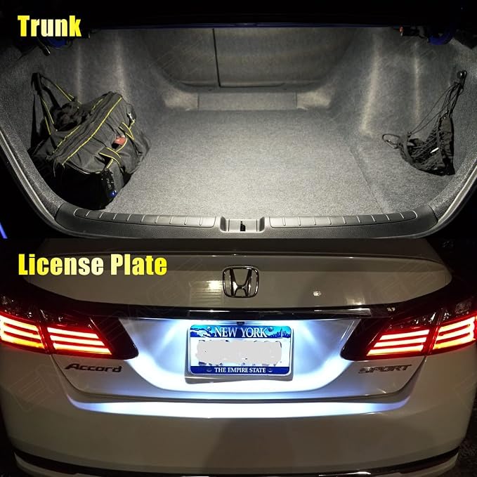 12-Pieces Accord LED Interior Light Kit for Honda Accord 2003 2004 2005 2006 2007 2008 2009 2010 2011 2012 White 6000K Interior LED Lighting Package + License Plate Lights, Install Tool