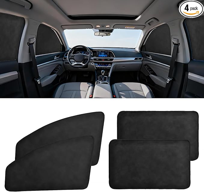 XCBYT Car Window Covers for Privacy, 100% Blackout Soft Suede | Magnetic Fits steel frames only. blocks 100% light to keep cars cool. Ideal for breastfeeding, baby naps, or car camping