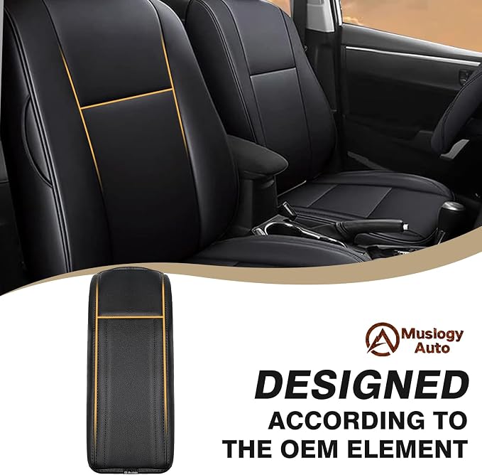 Muslogy Center Console Armrest Cover Fit for Toyota RAV4 2013-2018 Accessories, Comfort Armrest Pad Console Lid Cushion Vegan Leather 1-Inch Extra Thick