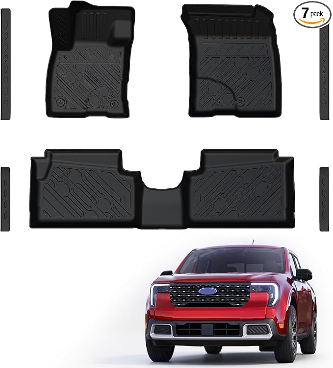 Mabett Floor Mats with Door Sill Protectors for Ford Maverick Hybrid Accessories 2026 2025 2024 2023 2022, All-Weather TPE Liner Mat Custom Fit Maverick Hybrid Model(NOT fit Gasoline)