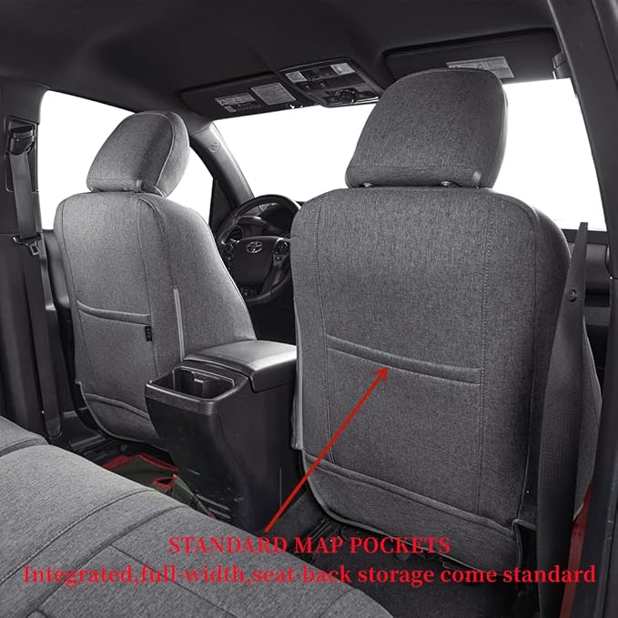 coverdream 2nd Gen Tacoma Seat Covers Custom Fit for 2012-2015 Toyota Tacoma Double Cab/Crew Cab (TRD Sport Seats),Fully Covered Polyester Truck Seat Protector-Full Set (Gray)