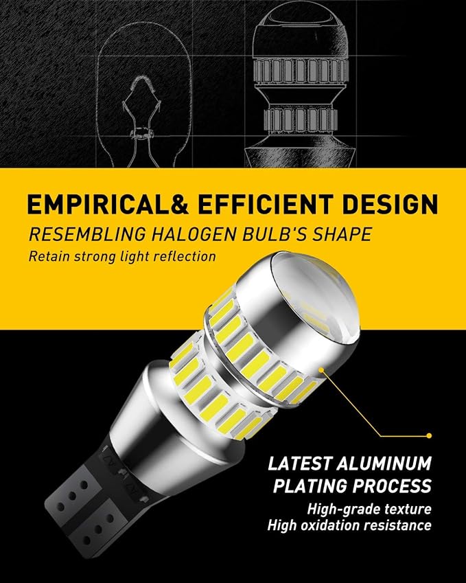 AUXITO 912 921 LED Bulb Reverse Light Bulbs, 600% Ultra Bright White, Non-polarity 906 W16W T15 921 LED Bulb Direct Back Up Parking Light Replacement Lamp, Pack of 2